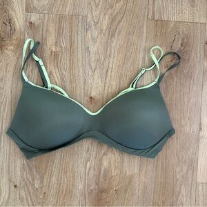 aerie Sunnie Wireless Olive Green Bra with Mint Trim 38D